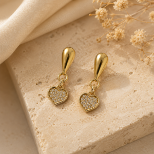 Brinco Coração Éclat – Banho em Ouro 18K