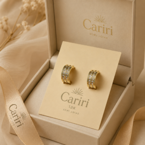 Brinco Argola Elegance Cravejada Banhado a Ouro 18K