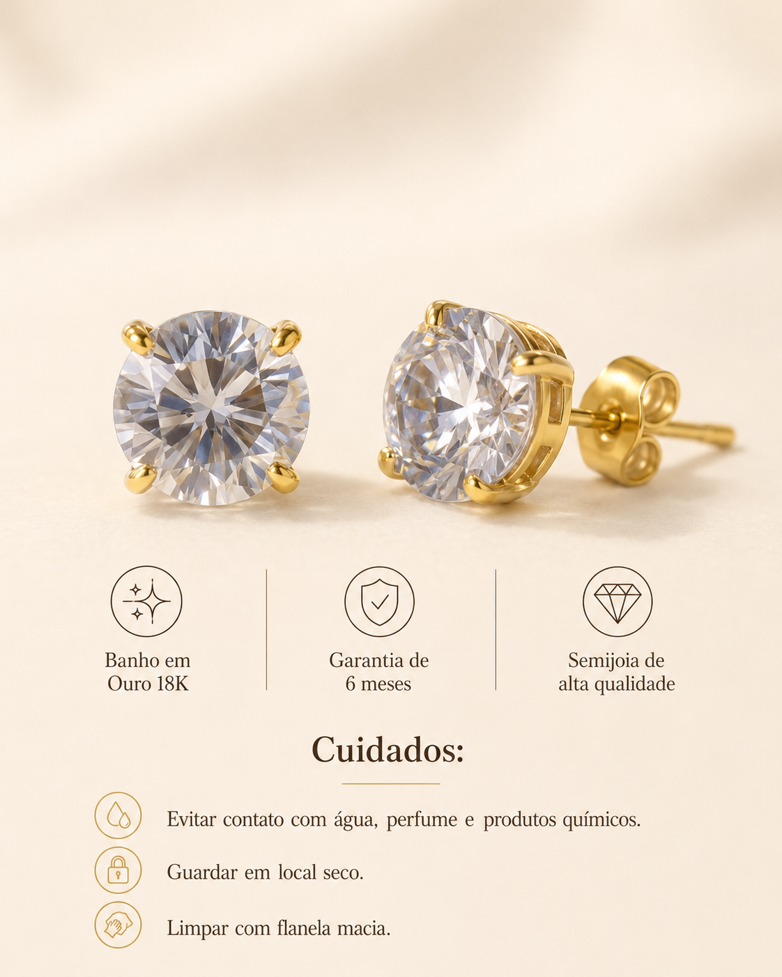 Brinco Ponto de Luz Cristal 18K - Imagem 2